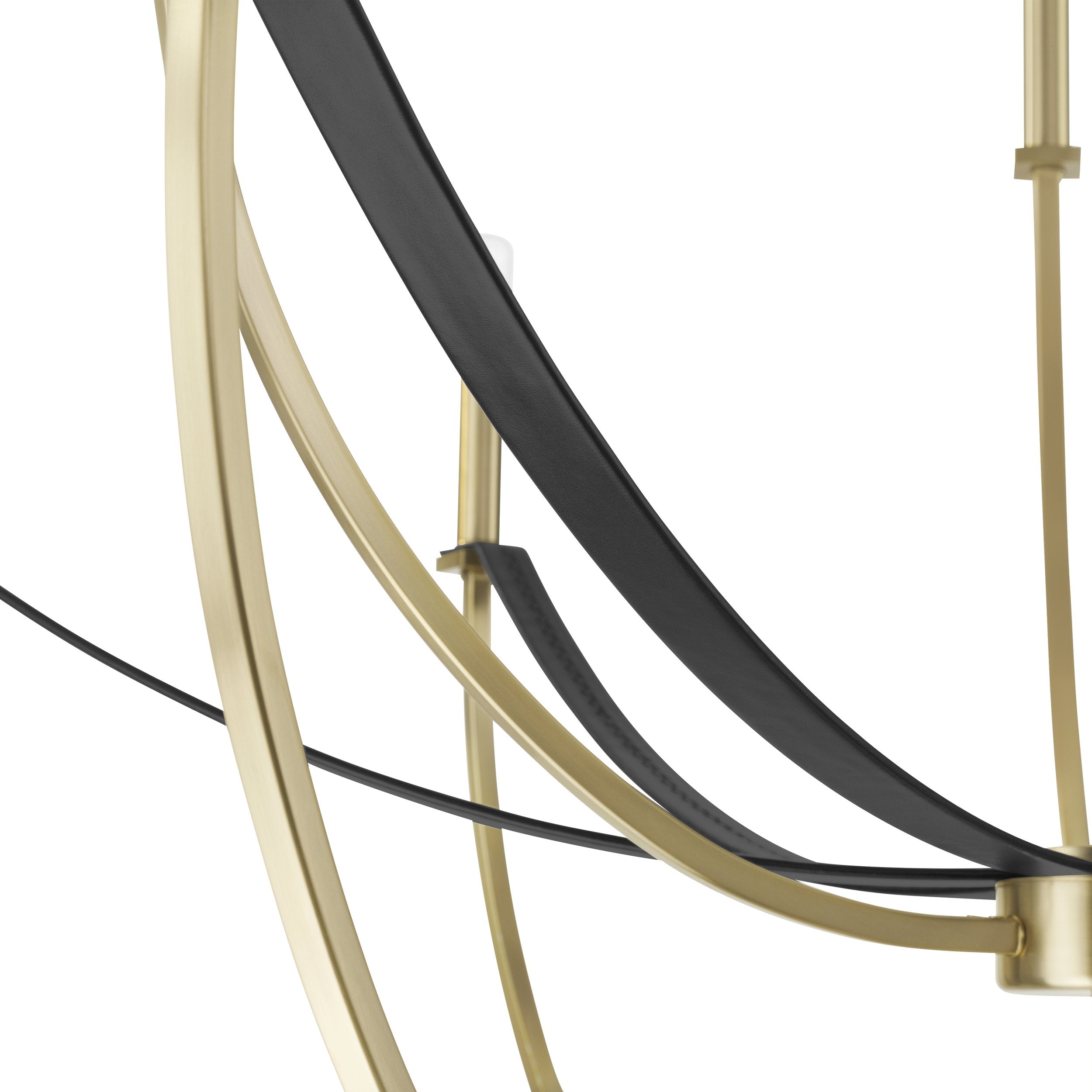 Sussex 40-inch 9-light Champagne Gold and Black Faux Leather Chandelier