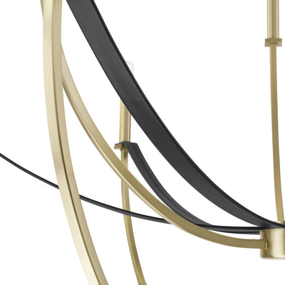 Sussex 40-inch 9-light Champagne Gold and Black Faux Leather Chandelier