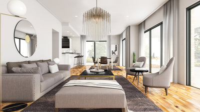 44'' Estrella 8 Light Brushed Champagne Gold Chandelier