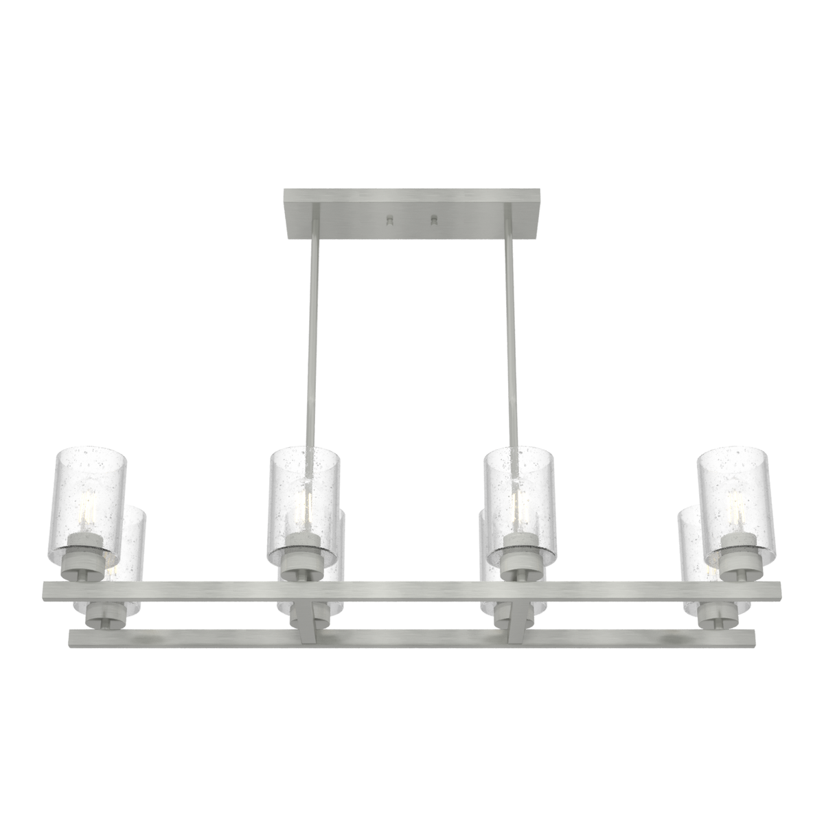 Hartland 40-inch 8-light Brushed Nickel Linear Chandelier with Seeded Glass