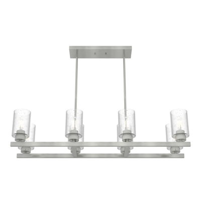Hartland 40-inch 8-light Brushed Nickel Linear Chandelier with Seeded Glass