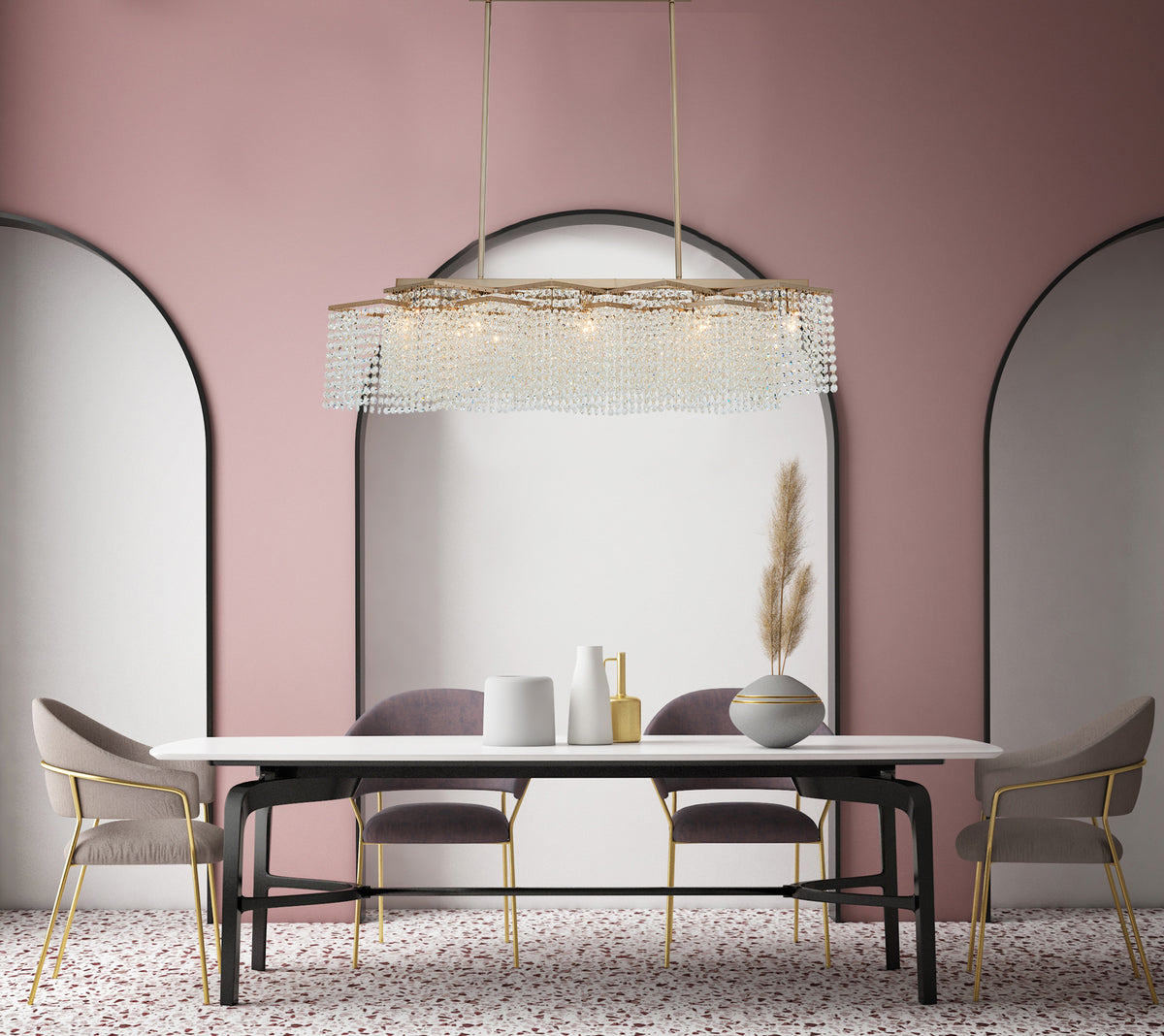 10.5'' Cometa 5 Light Brushed Champagne Gold Linear Pendant
