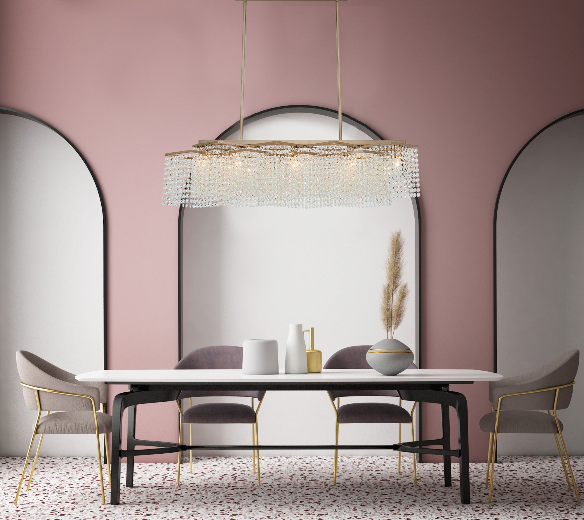 10.5'' Cometa 5 Light Brushed Champagne Gold Linear Pendant