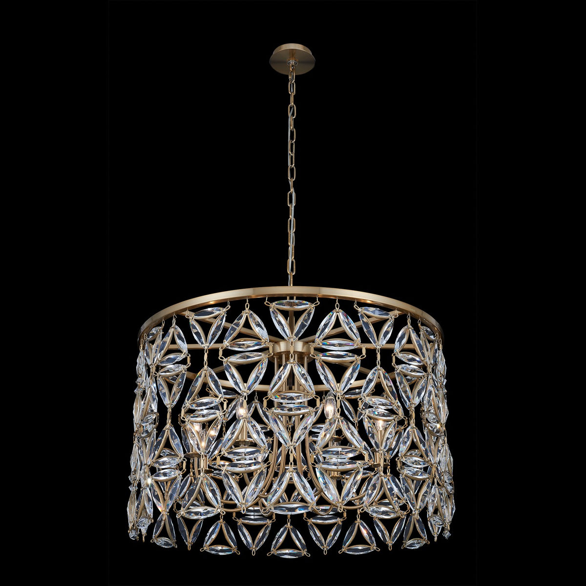 22.5'' Triangulo 8 Light True Brass Chandelier