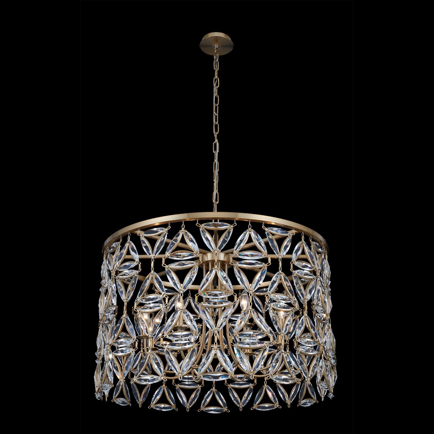 22.5'' Triangulo 8 Light True Brass Chandelier