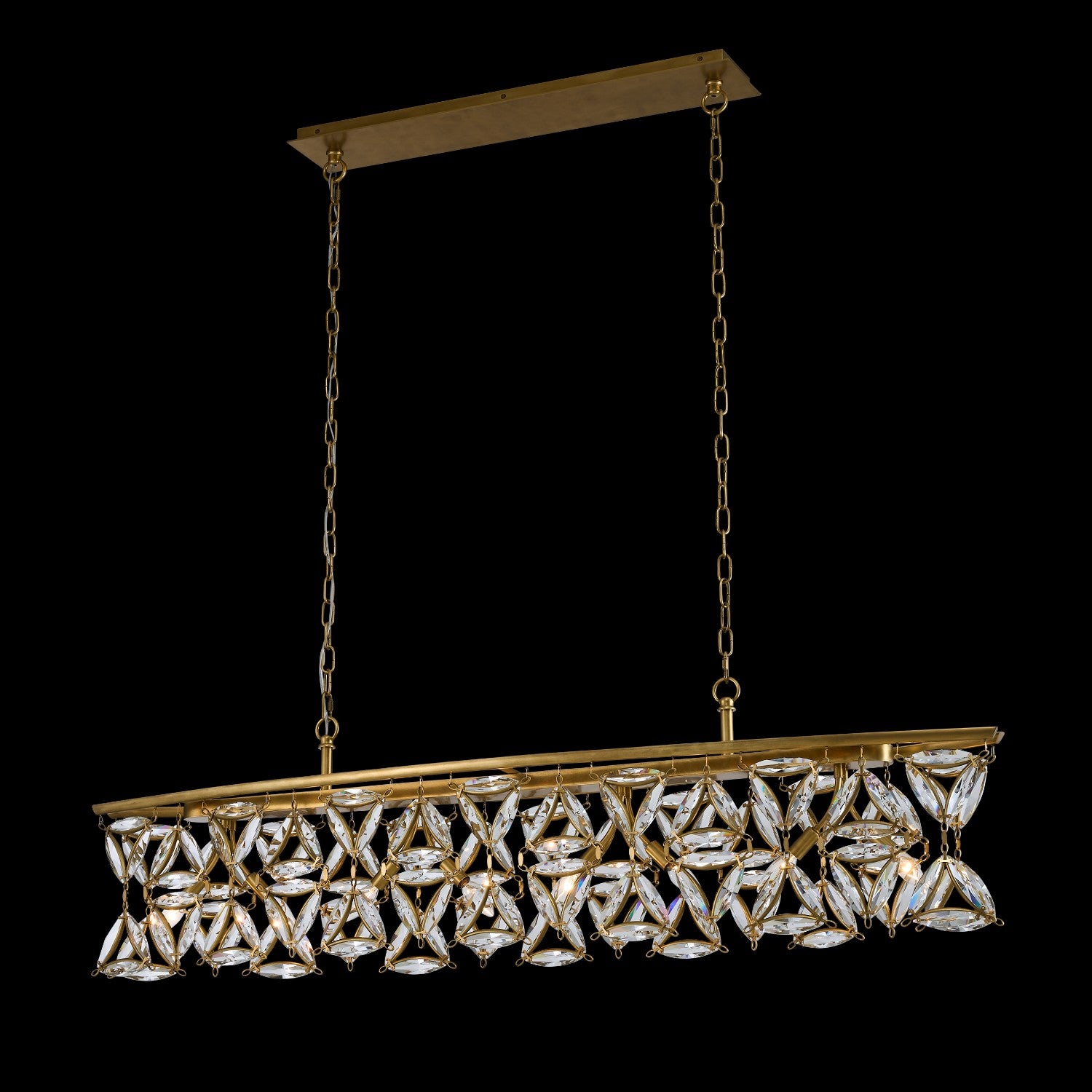 16'' Triangulo 8 Light True Brass Linear Pendant