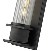 12-inch Matte Black 1-Light Clear Striped Glass Wall Sconce