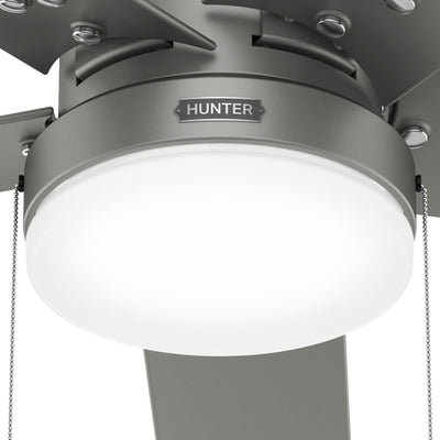 52 inch Sea Point Matte Silver WeatherMax Indoor / Outdoor Ceiling Fan with LED Light Kit and Pull Chain