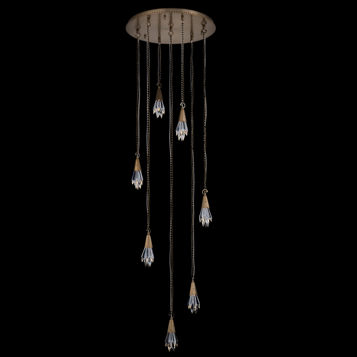 8'' Tulipani 7 Light Winter Brass Multi-Pendant