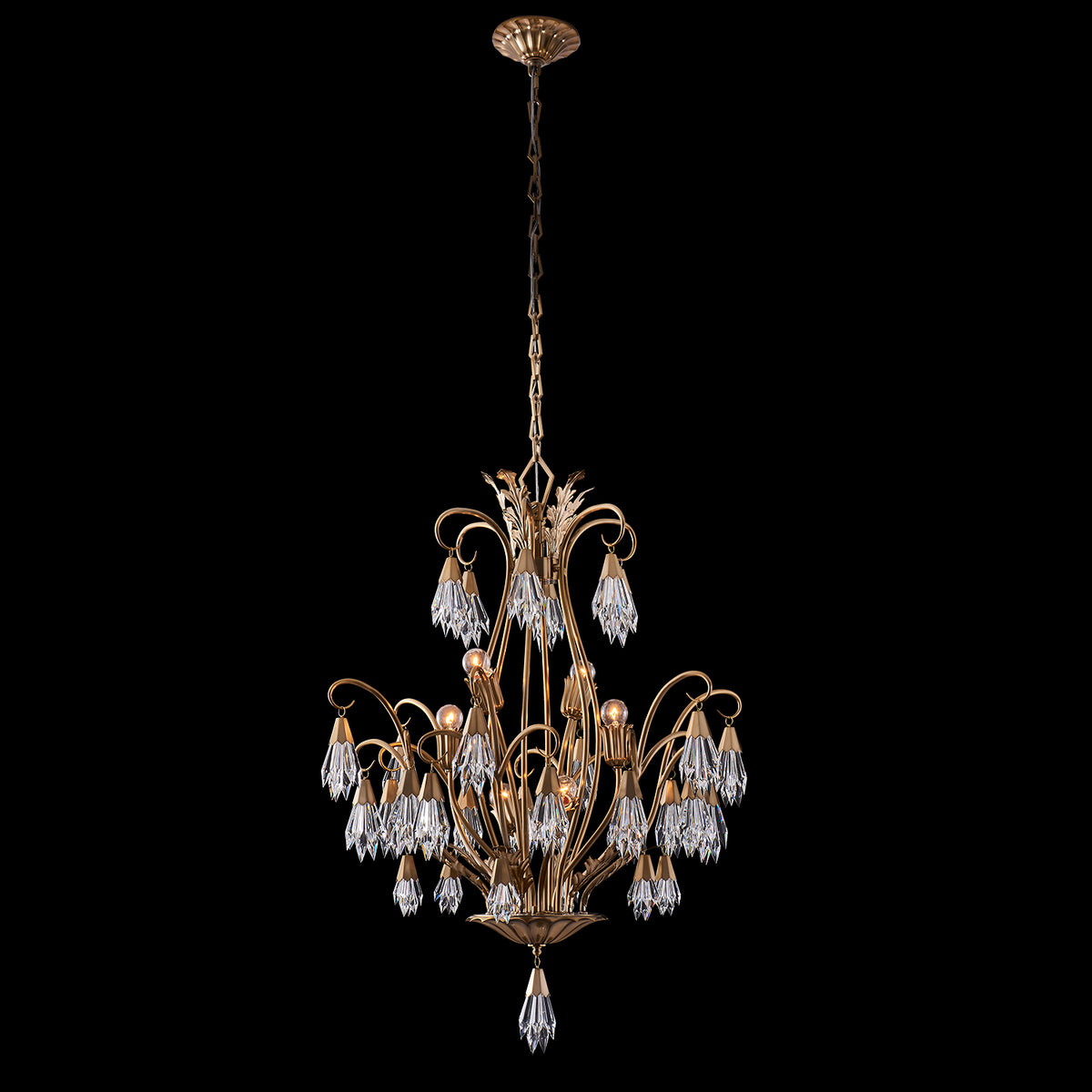 38'' Tulipani 6 Light Winter Brass Chandelier