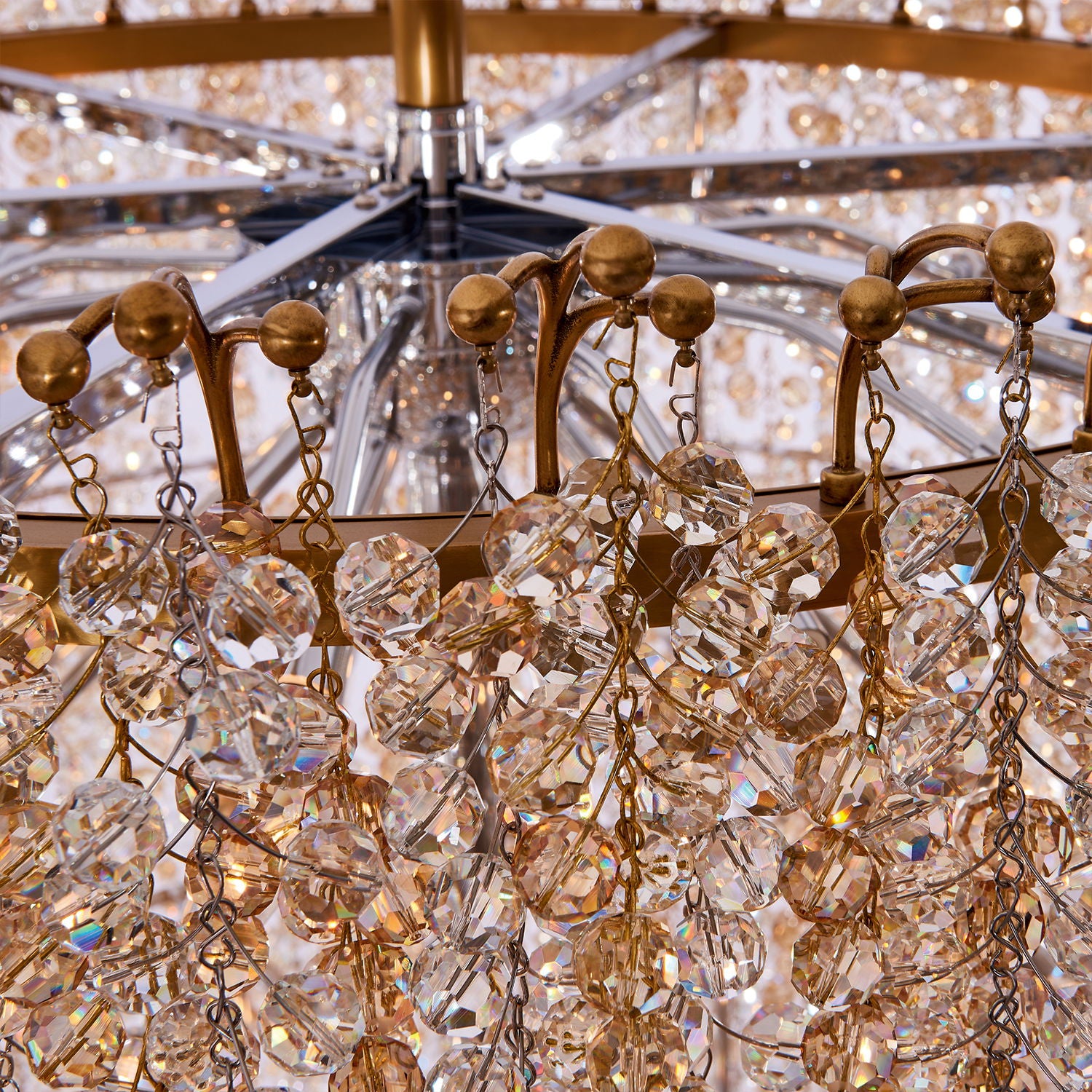 70'' Fuji 36 Light True Brass Chandelier