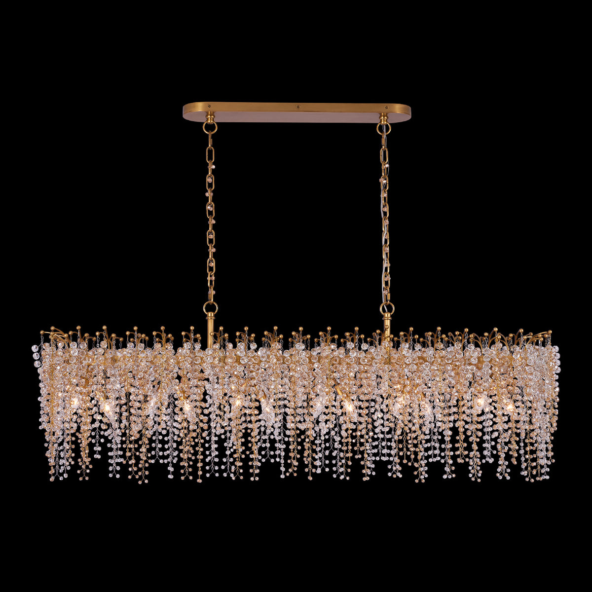 20'' Fuji 12 Light True Brass Linear Pendant