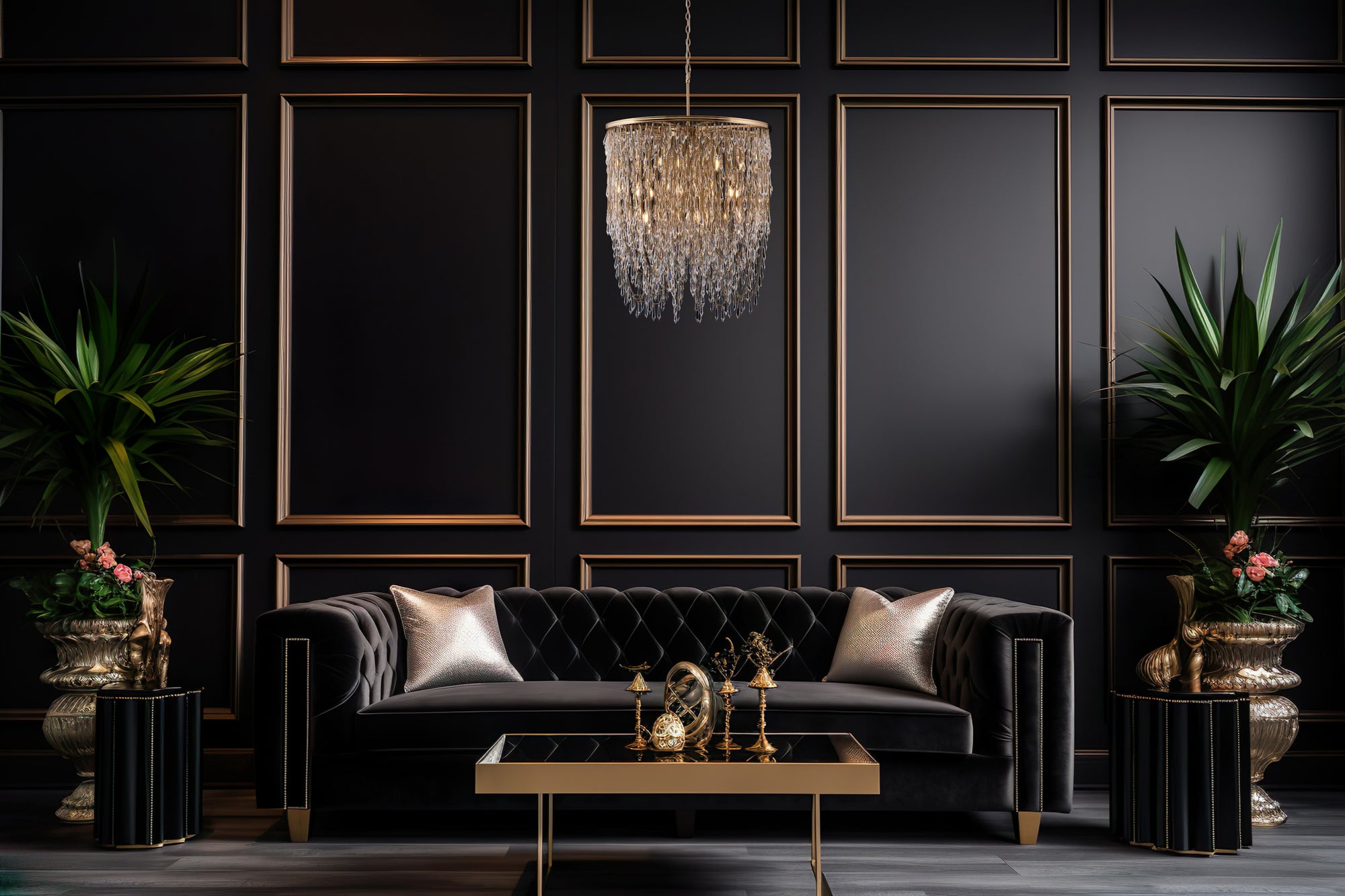 50'' Frangia 18 Light Brushed Champagne Gold Chandelier