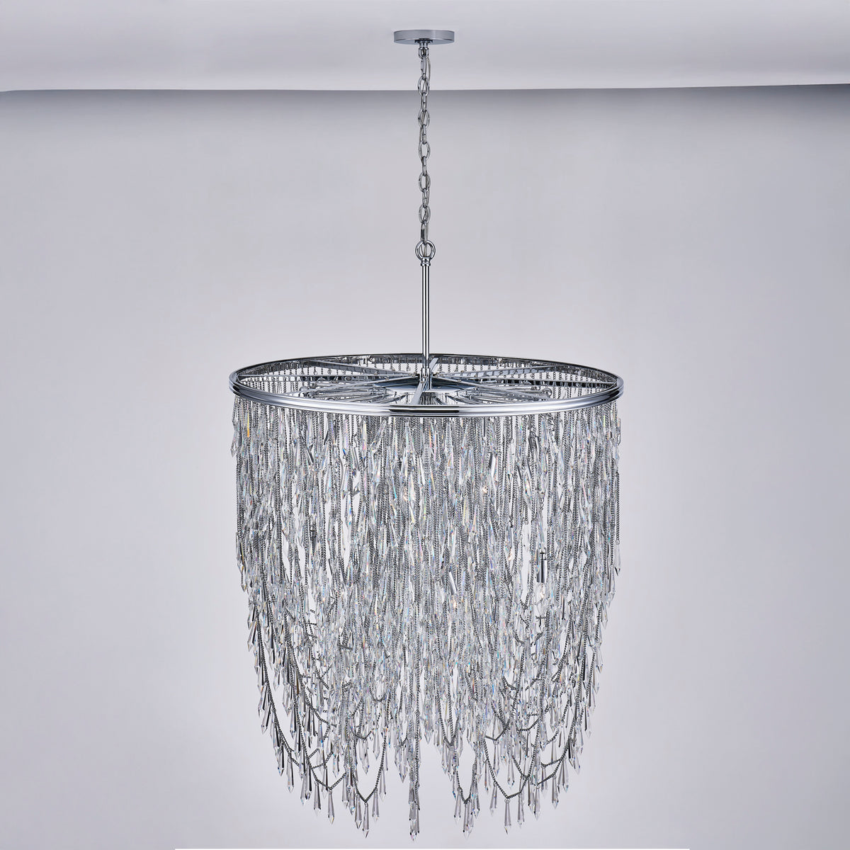 50'' Frangia 18 Light Chrome Chandelier
