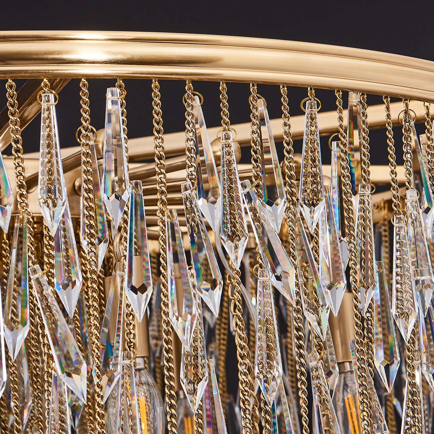 50'' Frangia 18 Light Brushed Champagne Gold Chandelier