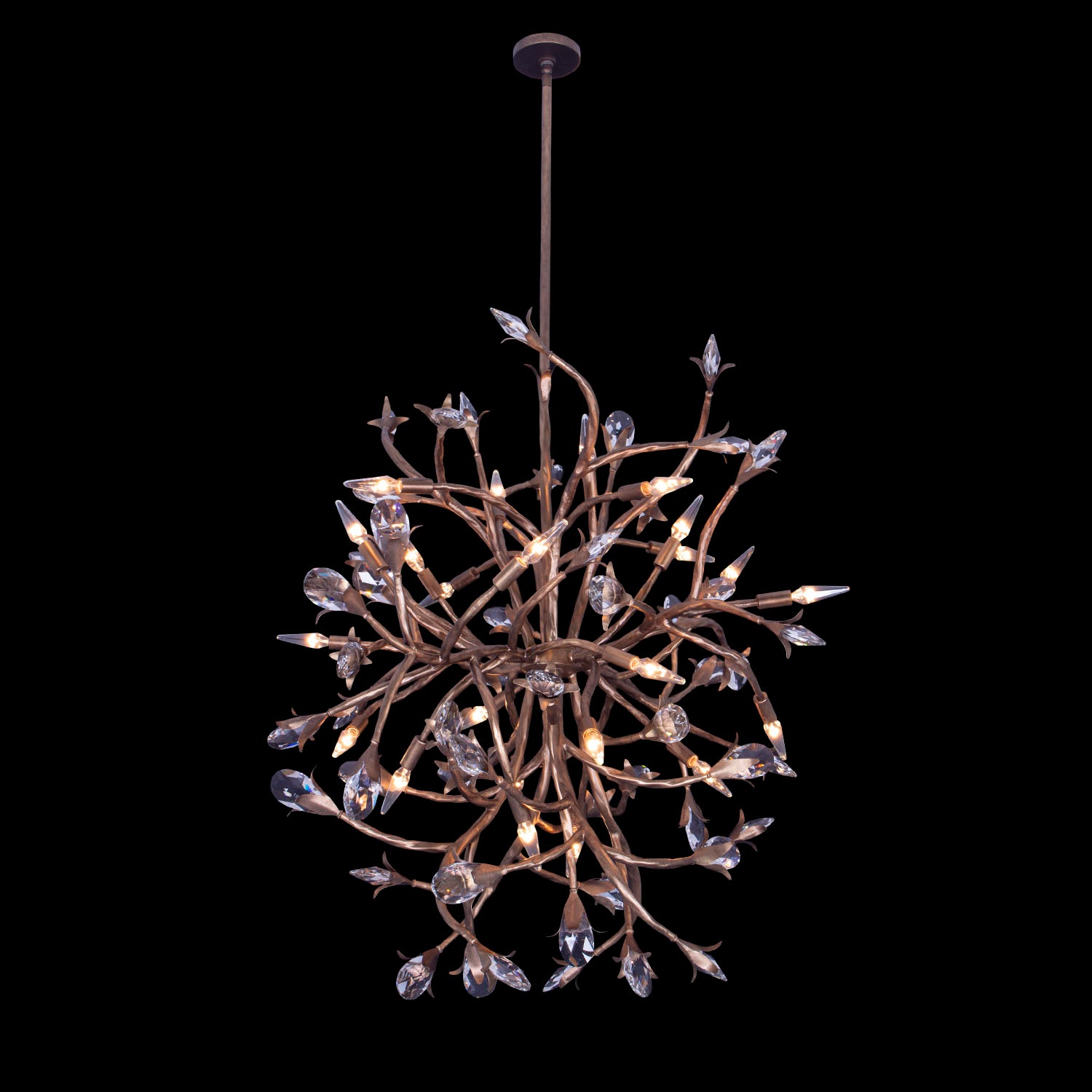 35'' Fiore 16 Light Pearlized Antique Brass Chandelier
