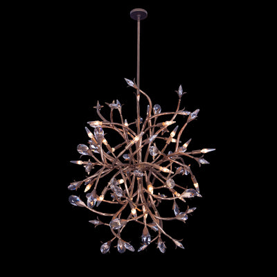 35'' Fiore 16 Light Pearlized Antique Brass Chandelier