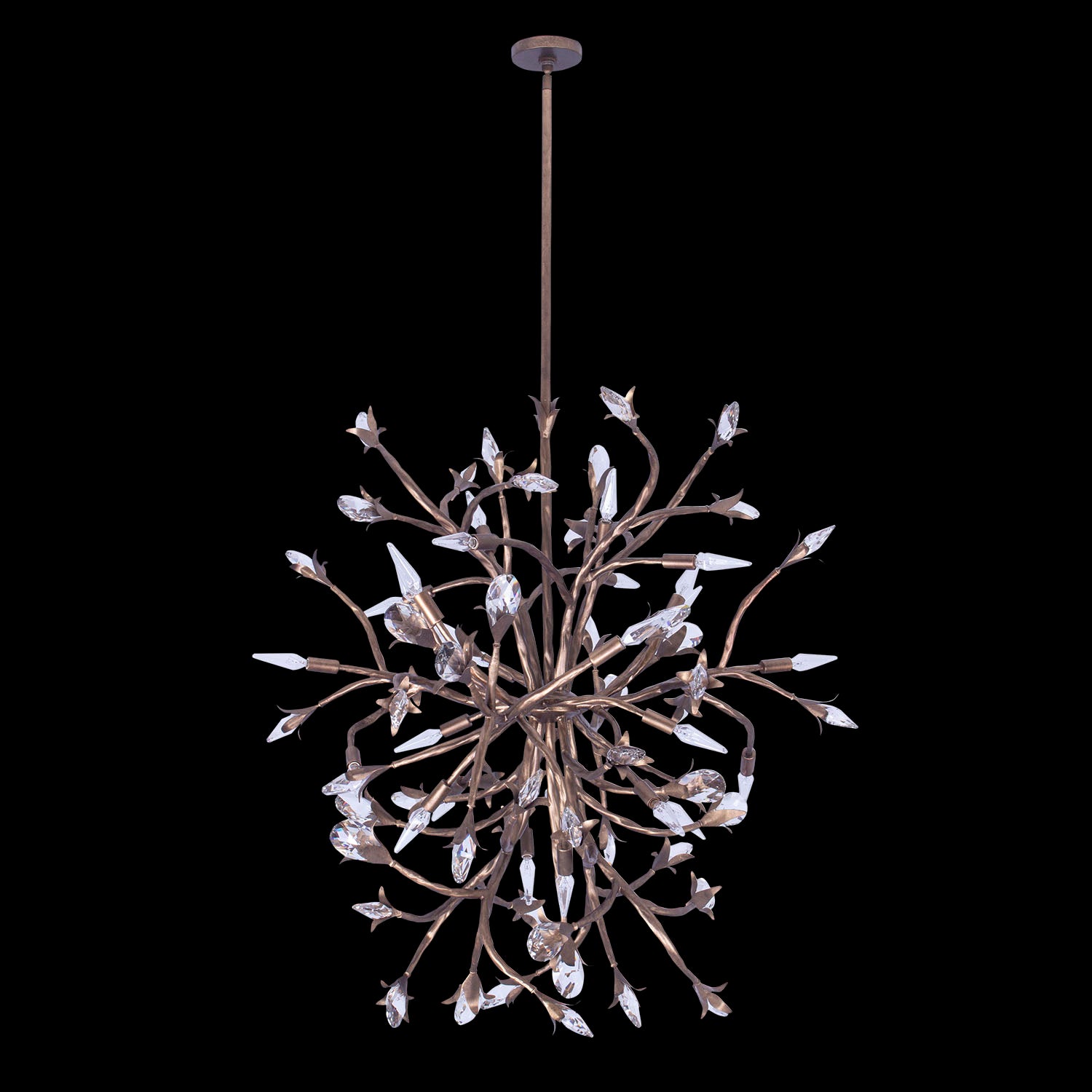 35'' Fiore 16 Light Pearlized Antique Brass Chandelier