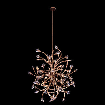 37'' Fiore 24 Light Pearlized Antique Brass Chandelier