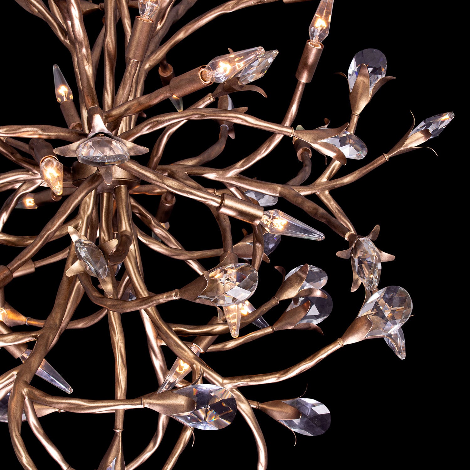 37'' Fiore 24 Light Pearlized Antique Brass Chandelier