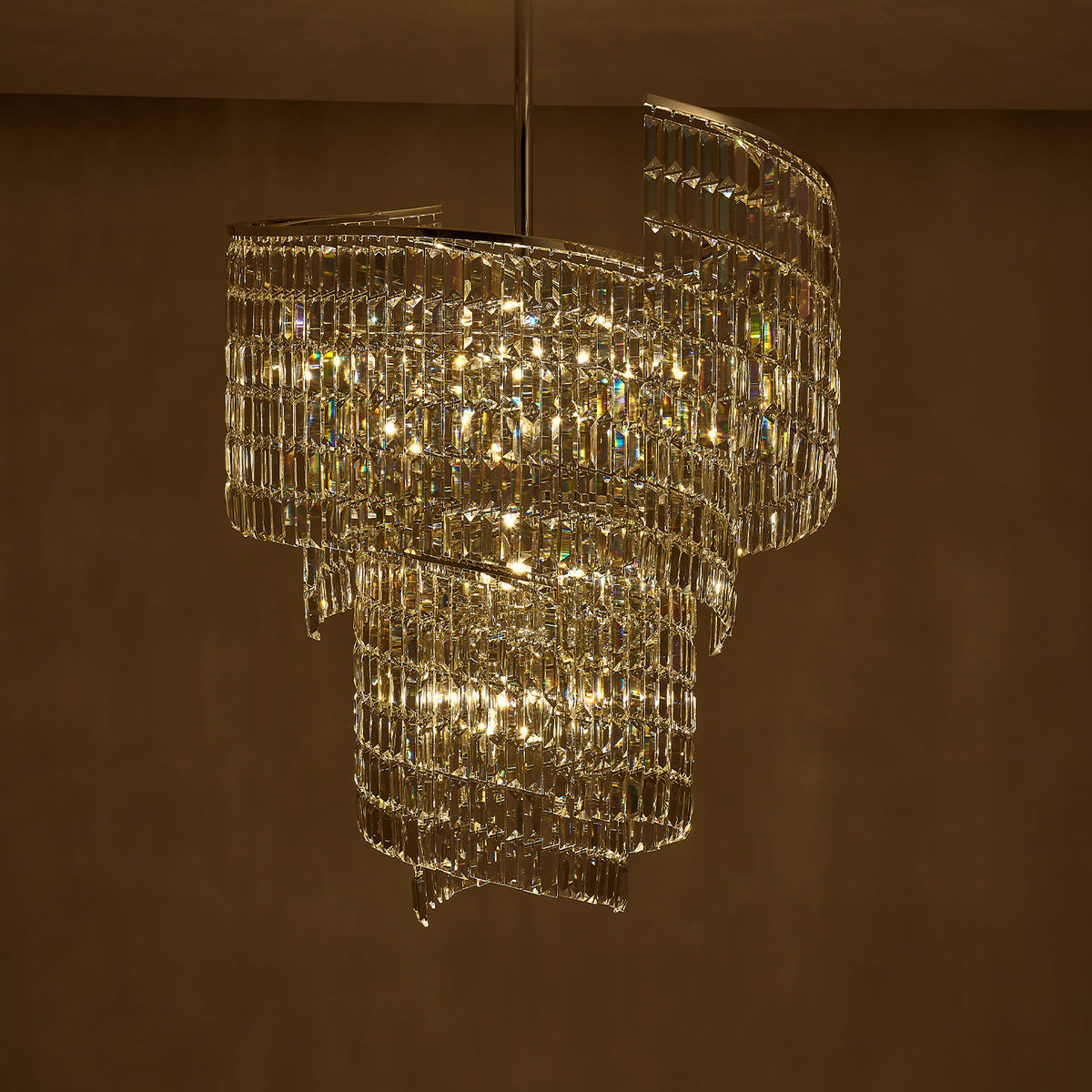 40'' Vortice 19 Light Silver Chandelier