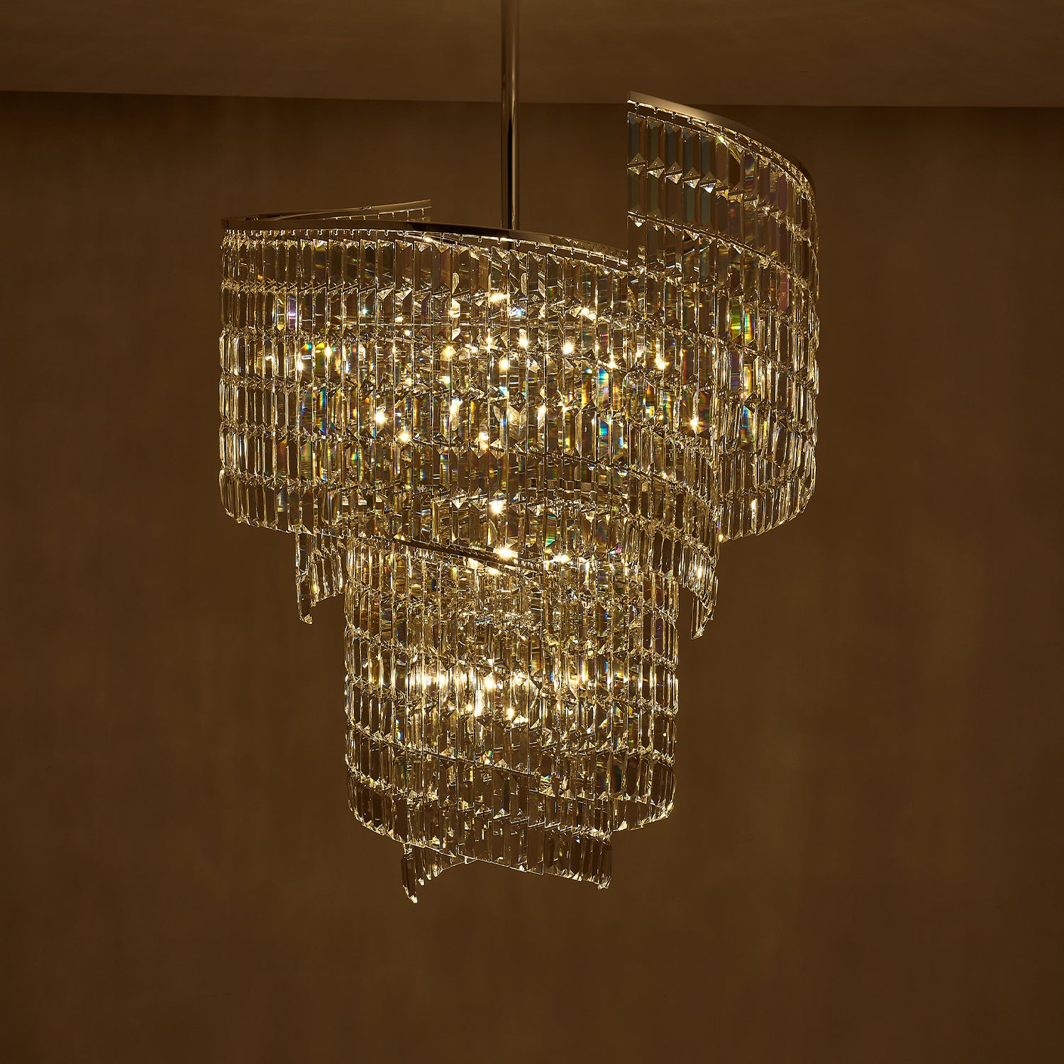 40'' Vortice 19 Light Silver Chandelier