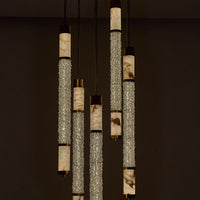 44'' Tubo 5 Light True Brass Multi-Pendant