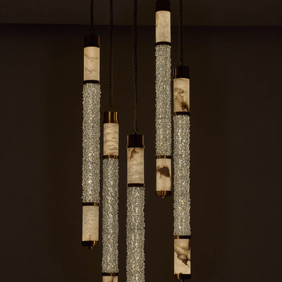 44'' Tubo 5 Light True Brass Multi-Pendant