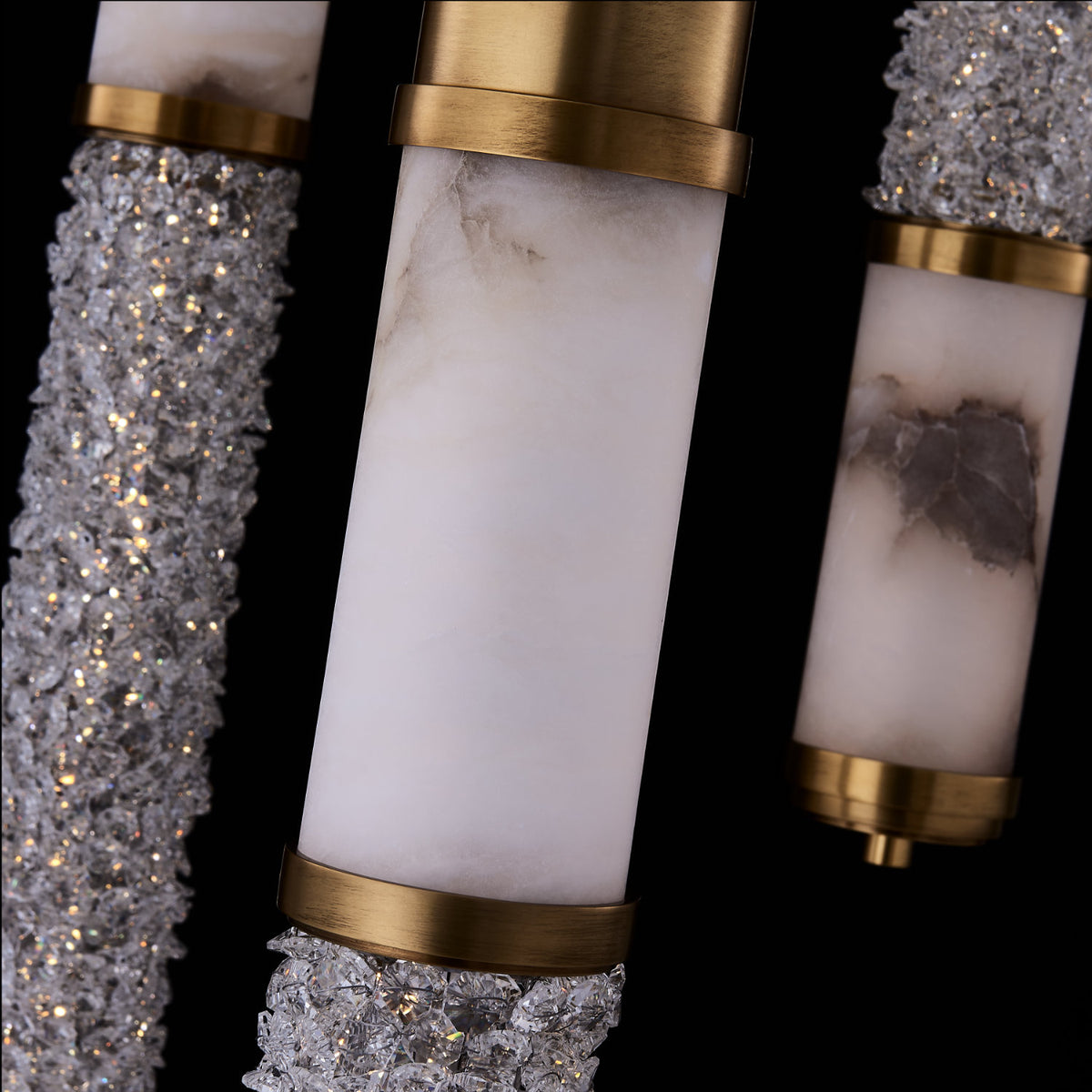 44'' Tubo 5 Light True Brass Multi-Pendant