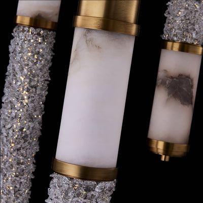 44'' Tubo 5 Light True Brass Multi-Pendant