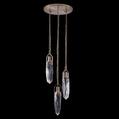 15'' Diamante 3 Light Winter Brass Multi-Pendant
