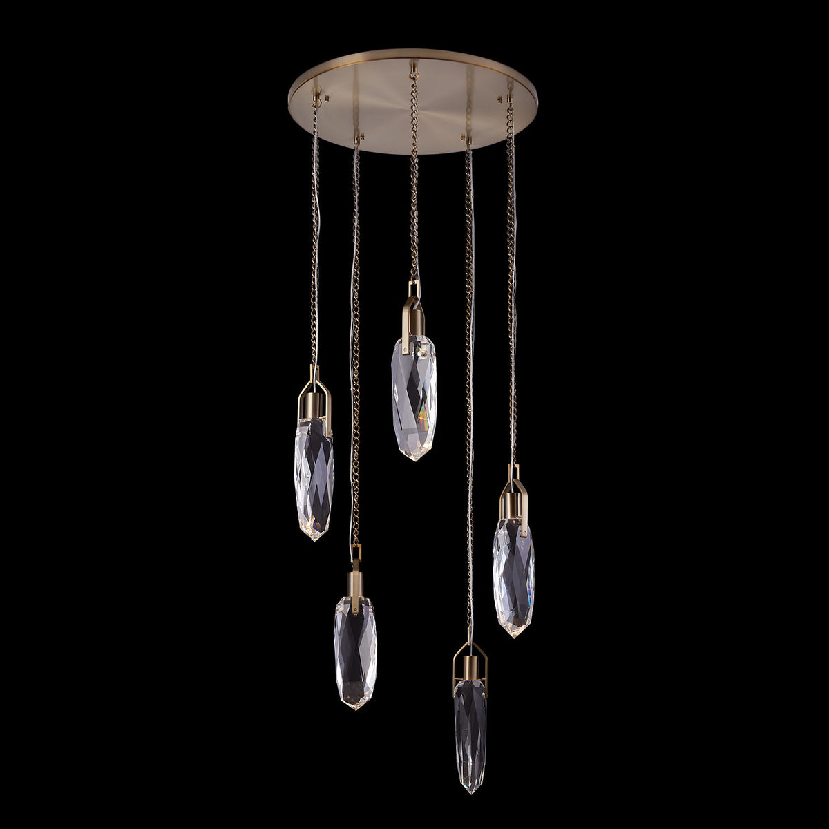 15'' Diamante 5 Light Winter Brass Multi-Pendant