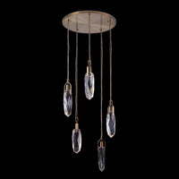 15'' Diamante 5 Light Winter Brass Multi-Pendant