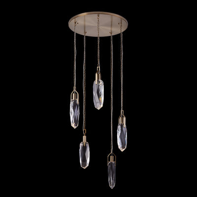 15'' Diamante 5 Light Winter Brass Multi-Pendant