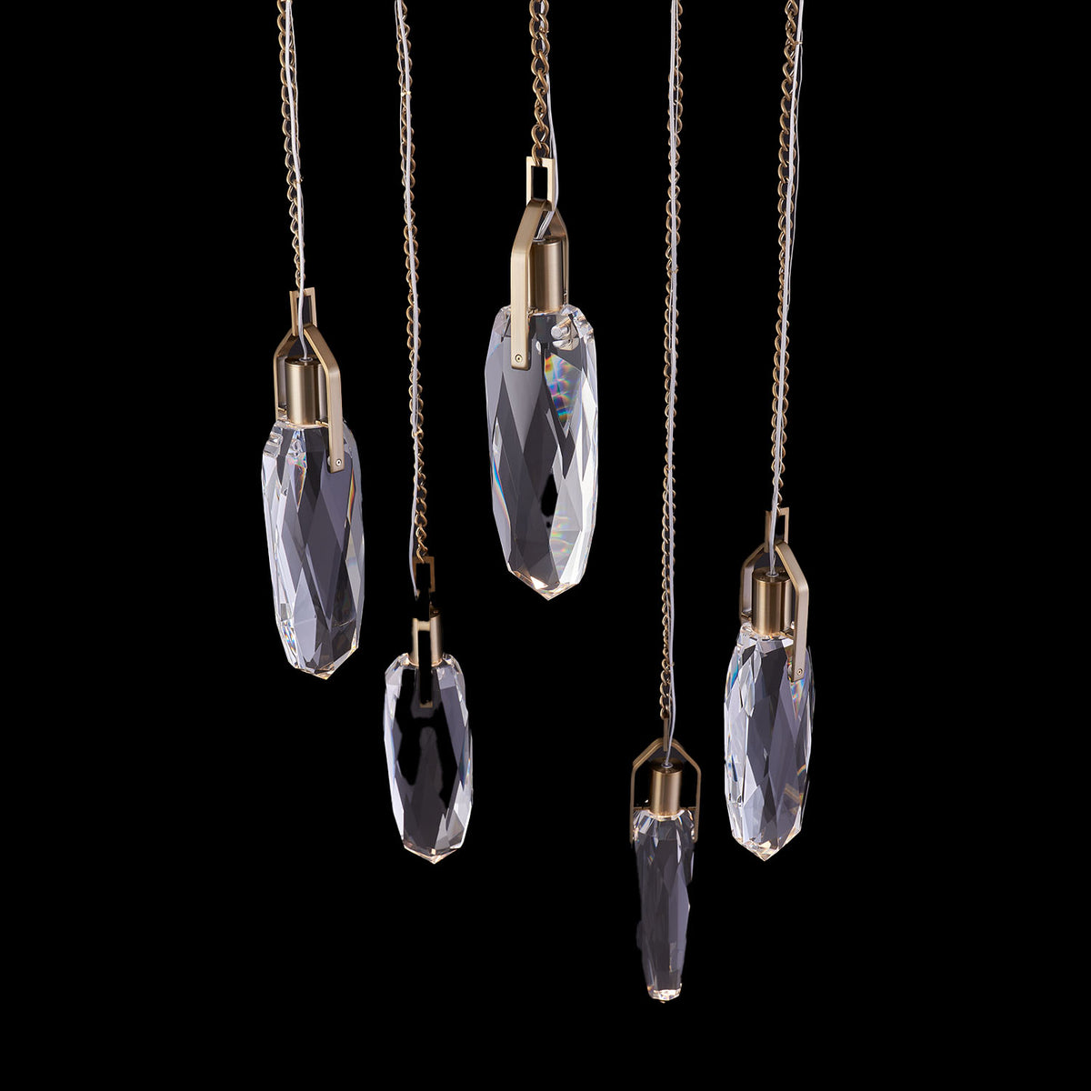 15'' Diamante 5 Light Winter Brass Multi-Pendant