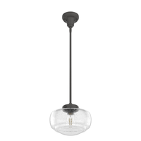 Saddle Creek 10-inch 1-light Noble Bronze Schoolhouse Pendant with Seeded Glass