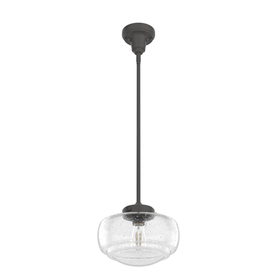 Saddle Creek 10-inch 1-light Noble Bronze Schoolhouse Pendant with Seeded Glass