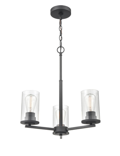 19-inch Verlana Matte Black 3-Light Clear Glass Chandelier