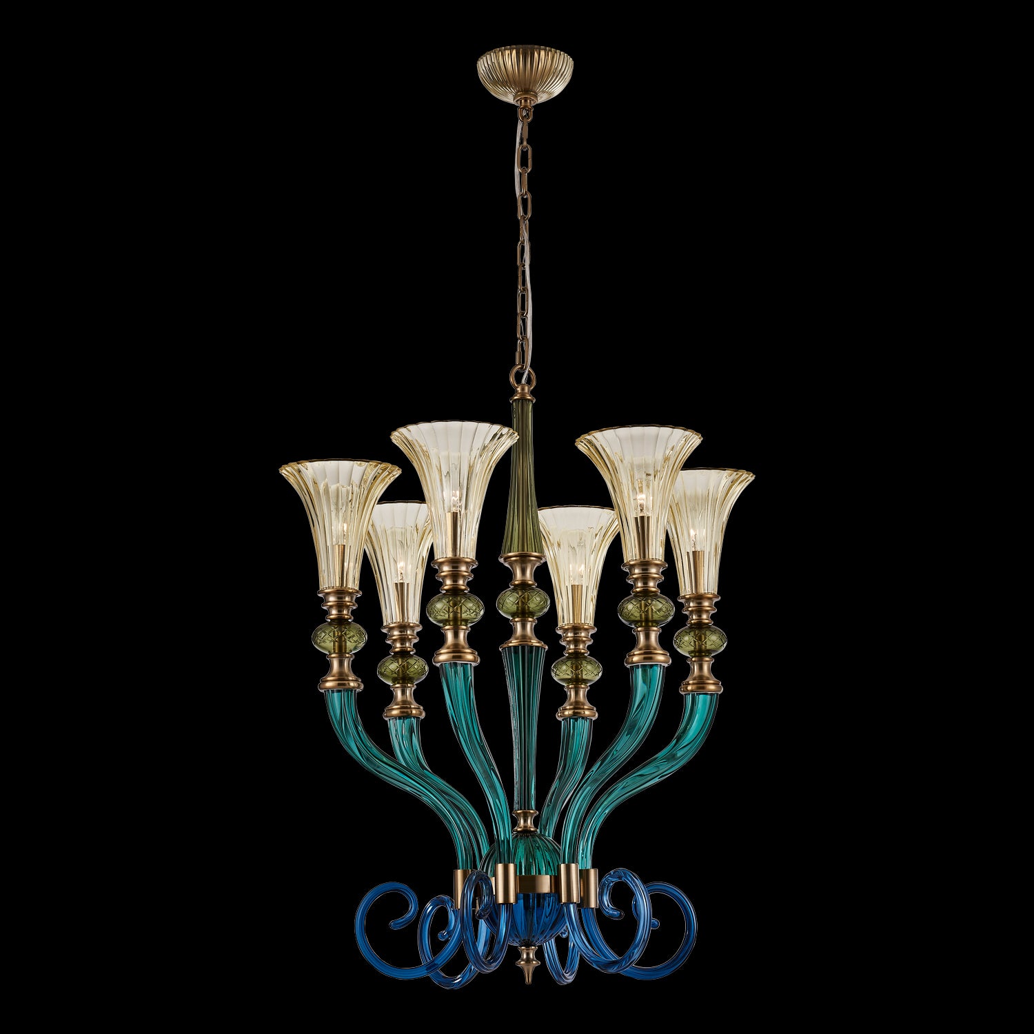 36'' Tinta 6 Light Winter Brass Chandelier