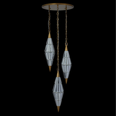 Allungato 3 Light True Brass Multi-Pendant