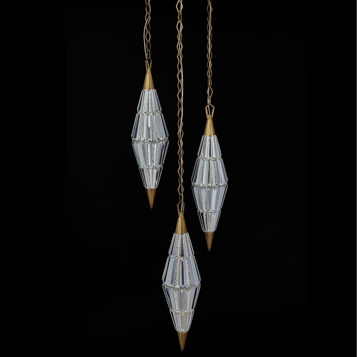 Allungato 3 Light True Brass Multi-Pendant