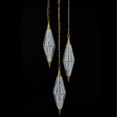 Allungato 3 Light True Brass Multi-Pendant