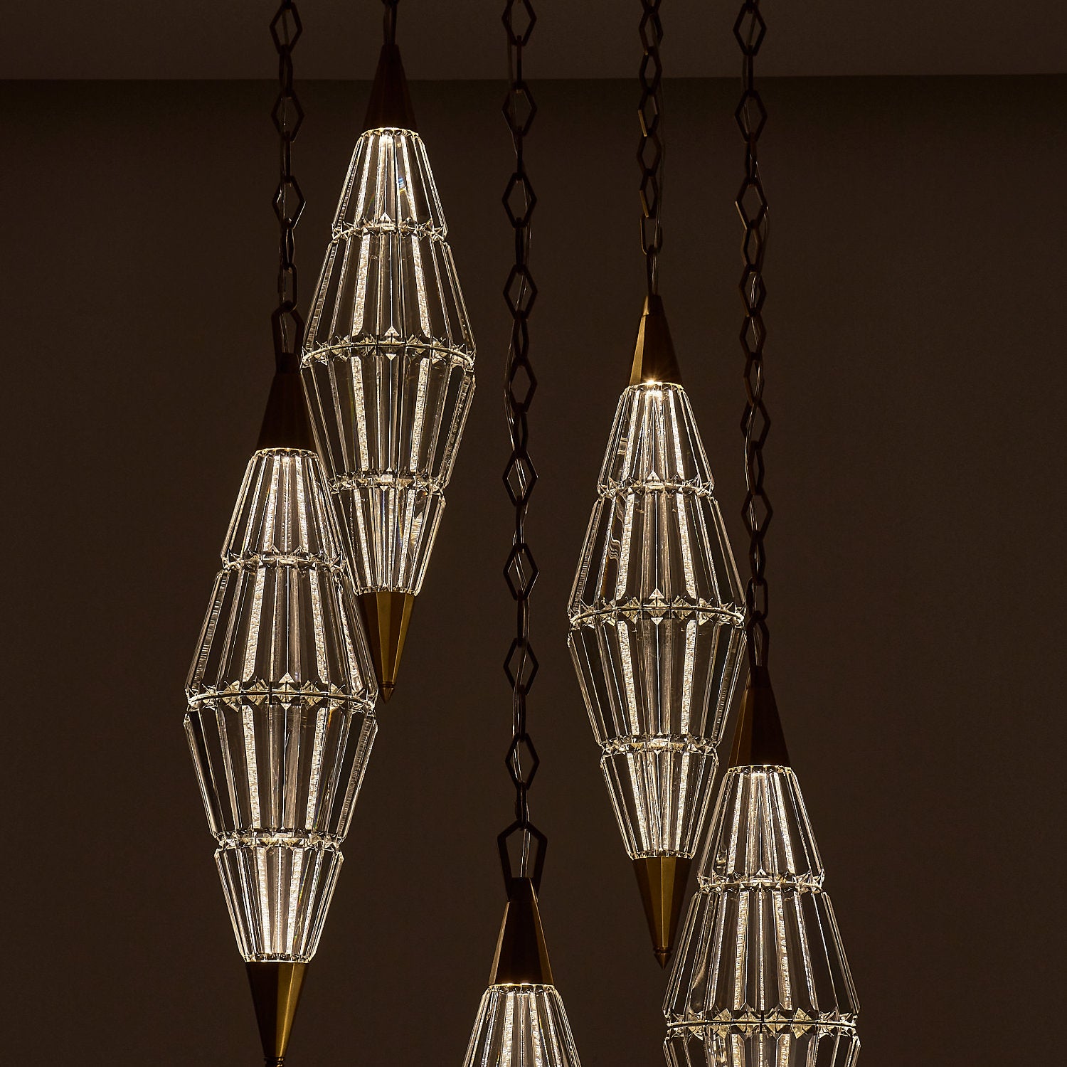 Allungato 5 Light True Brass Multi-Pendant