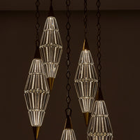 Allungato 5 Light True Brass Multi-Pendant