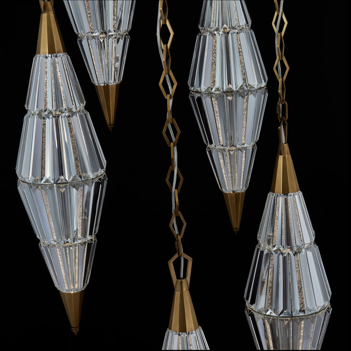 Allungato 5 Light True Brass Multi-Pendant