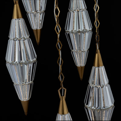 Allungato 5 Light True Brass Multi-Pendant