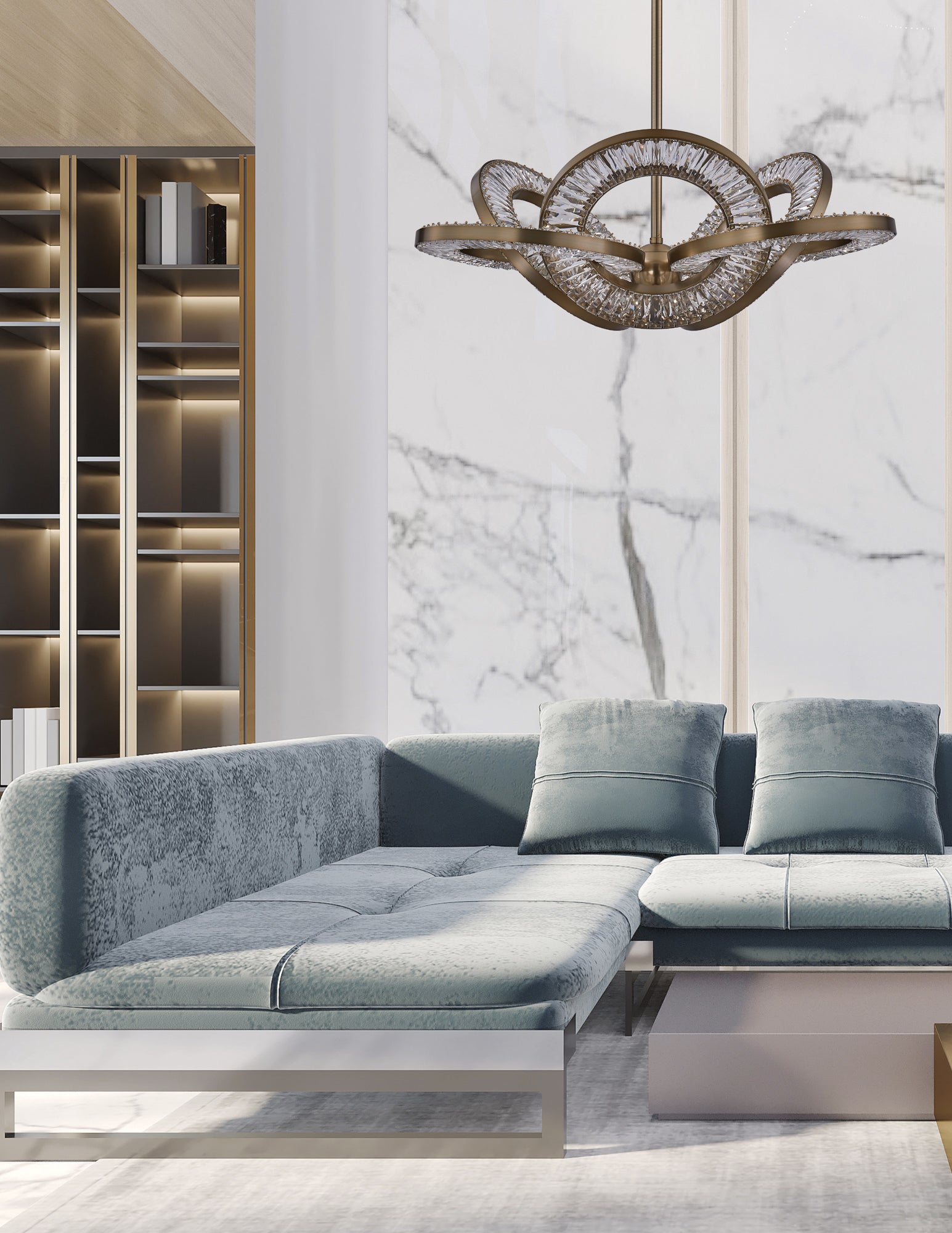 15'' Rotondo 1 Light Winter Brass Chandelier