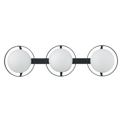 Parker 24-inch 3-light Matte Black Vanity Light with Etched Opal Glass Shades