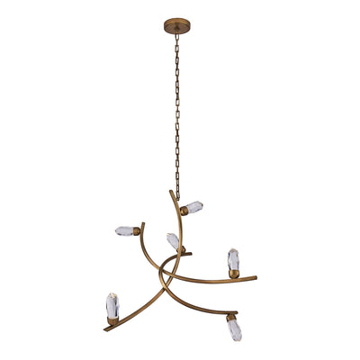 36'' Bilancia 6 Light True Brass Chandelier
