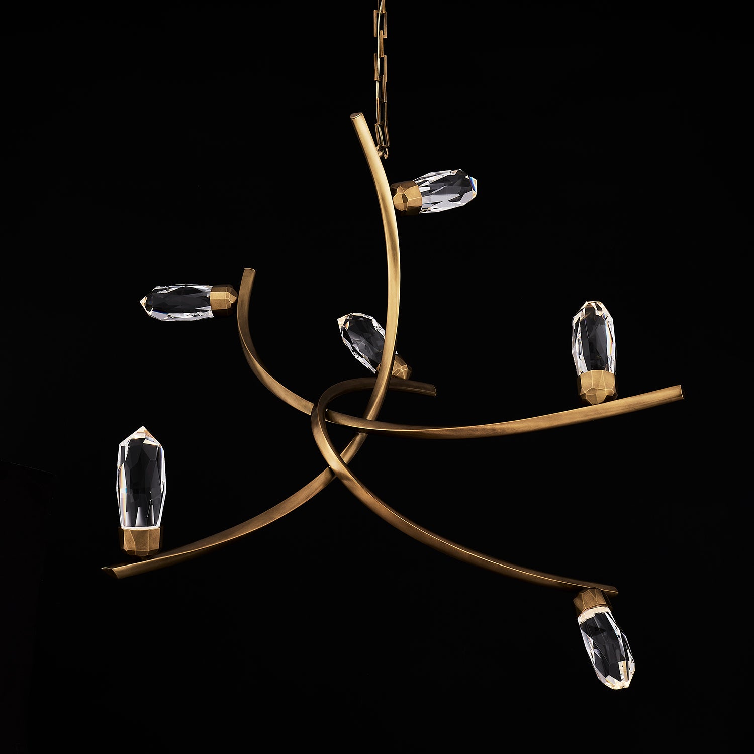 36'' Bilancia 6 Light True Brass Chandelier